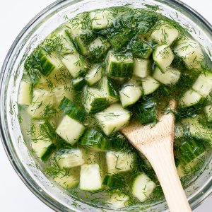 light and healthy marinated cucumbers featured