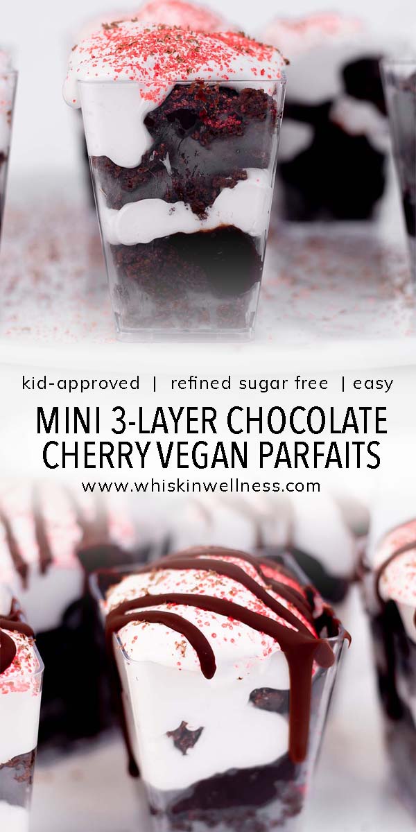 mini 3 layer chocolate cherry vegan parfaits whisk in wellness pinterest